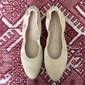Stuart Weitzman Beige Suede Crystal flats size 10